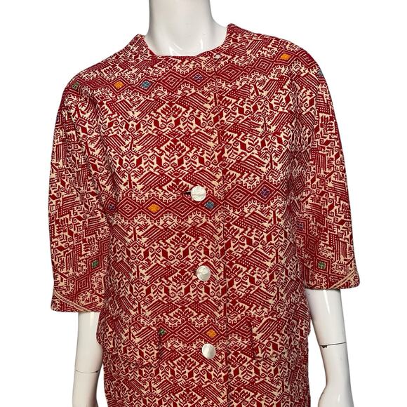 Vintage 1960’s Red Tapestry Jacket Coat Small/Medium - Picture 5 of 8